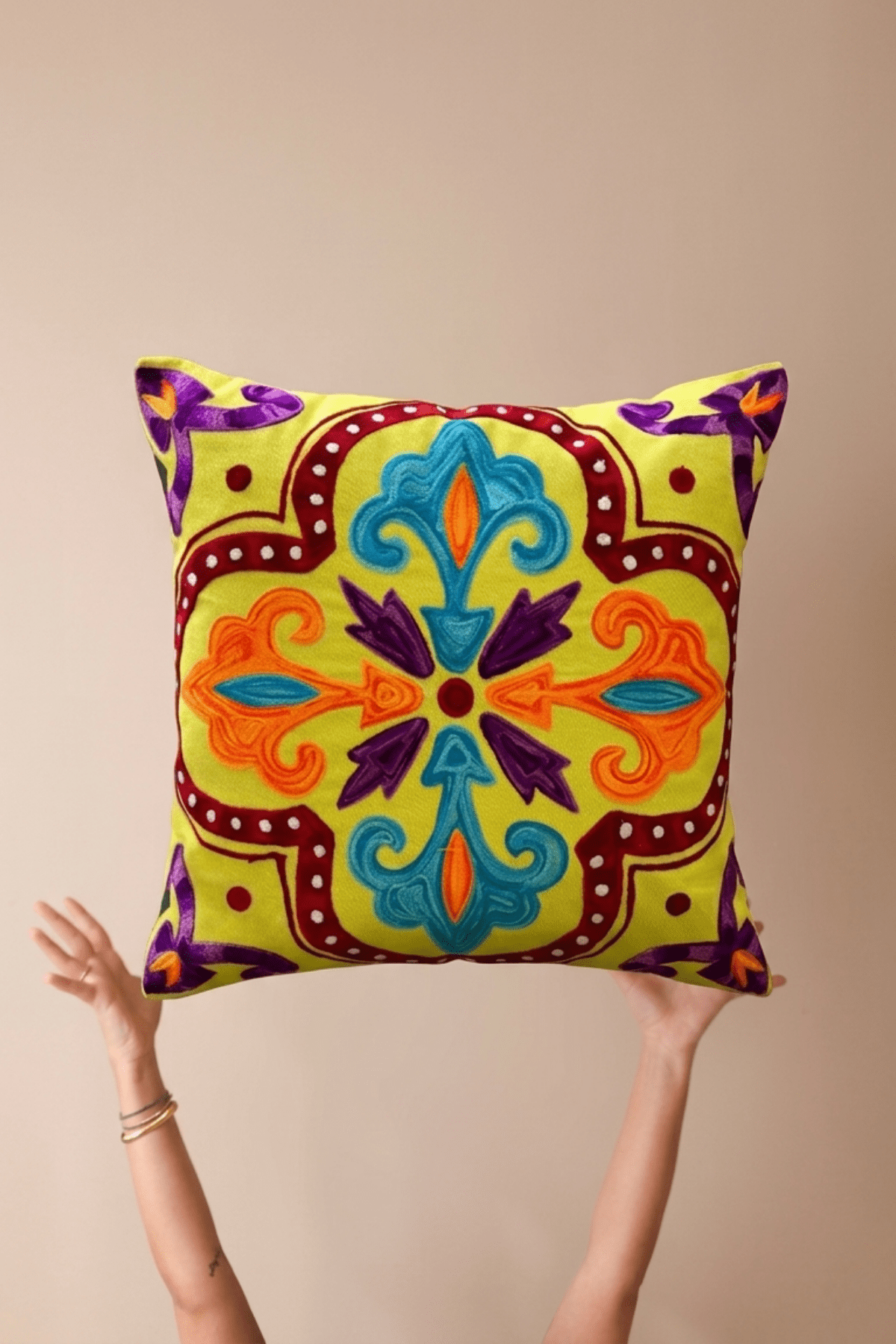 SUZANI EMBROIDERY YELLOW CUSHION